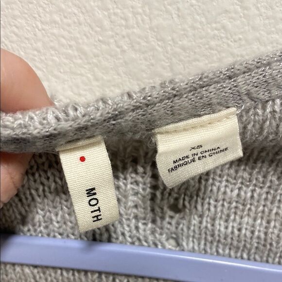 Moth Anthropologie Gray Knit‎ & White Blouse Layered Two in One Top | XS - Picture 2 of 12